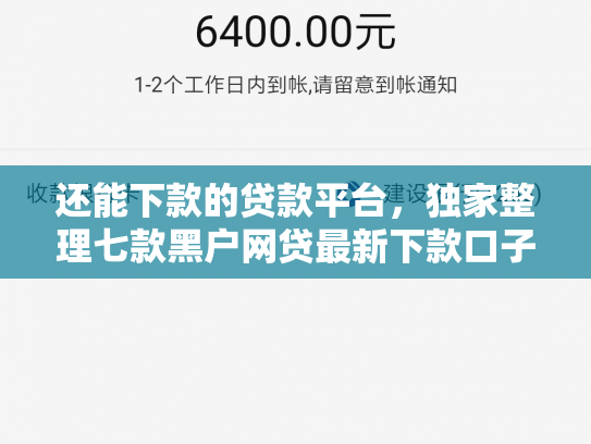 还能下款的贷款平台，独家整理七款黑户网贷最新下款口子