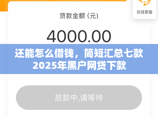 还能怎么借钱，简短汇总七款2025年黑户网贷下款