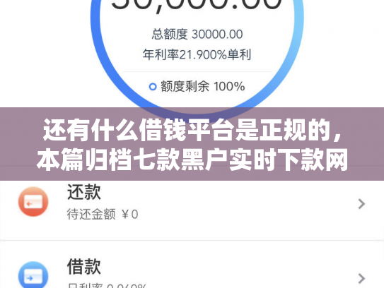 还有什么借钱平台是正规的，本篇归档七款黑户实时下款网贷