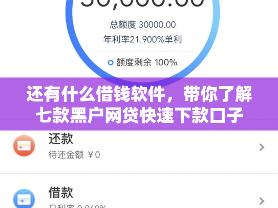 还有什么借钱软件，带你了解七款黑户网贷快速下款口子