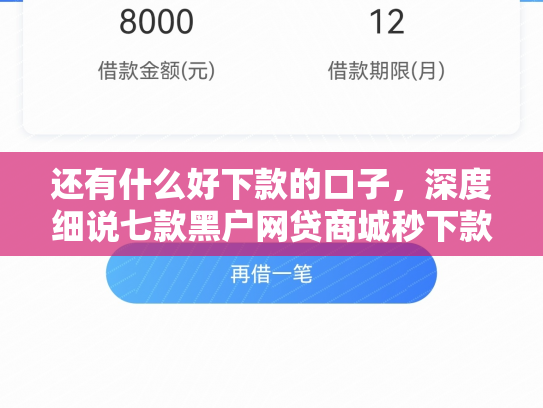 还有什么好下款的口子，深度细说七款黑户网贷商城秒下款