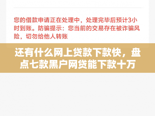 还有什么网上贷款下款快，盘点七款黑户网贷能下款十万