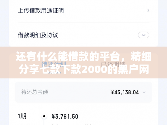 还有什么能借款的平台，精细分享七款下款2000的黑户网贷