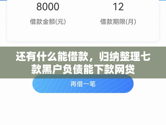 还有什么能借款，归纳整理七款黑户负债能下款网贷