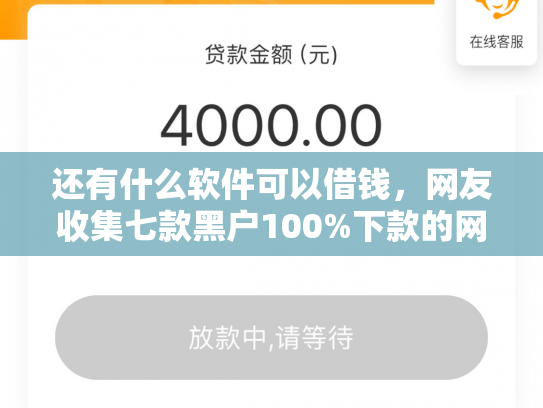 还有什么软件可以借钱，网友收集七款黑户100%下款的网贷