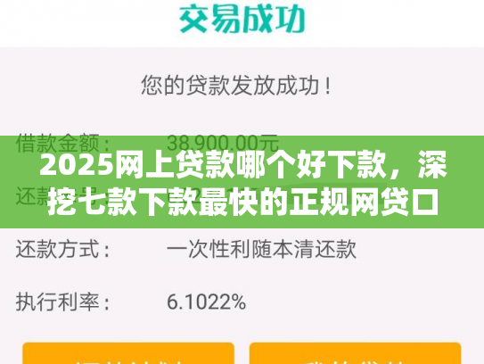 2025网上贷款哪个好下款，深挖七款下款最快的正规网贷口子