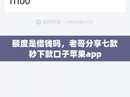 额度是借钱吗，老哥分享七款秒下款口子苹果app