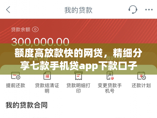 额度高放款快的网贷，精细分享七款手机贷app下款口子