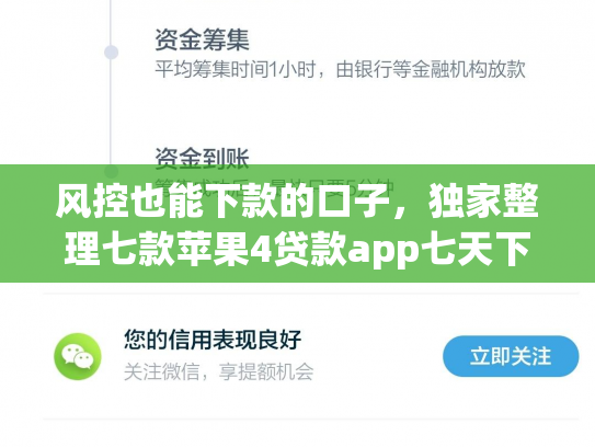 风控也能下款的口子，独家整理七款苹果4贷款app七天下款口子