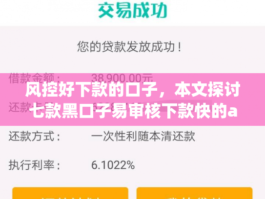 风控好下款的口子，本文探讨七款黑口子易审核下款快的app