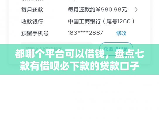 都哪个平台可以借钱，盘点七款有借呗必下款的贷款口子