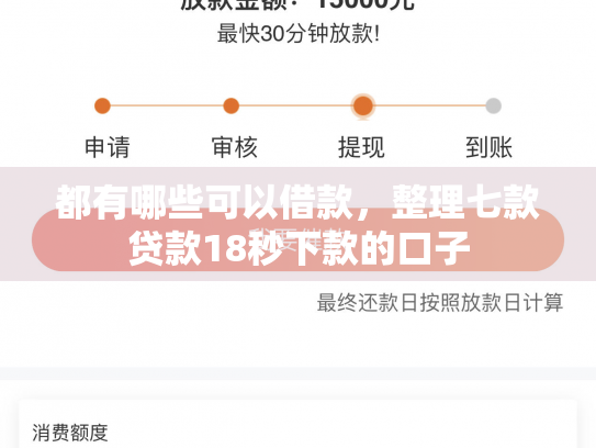都有哪些可以借款，整理七款贷款18秒下款的口子