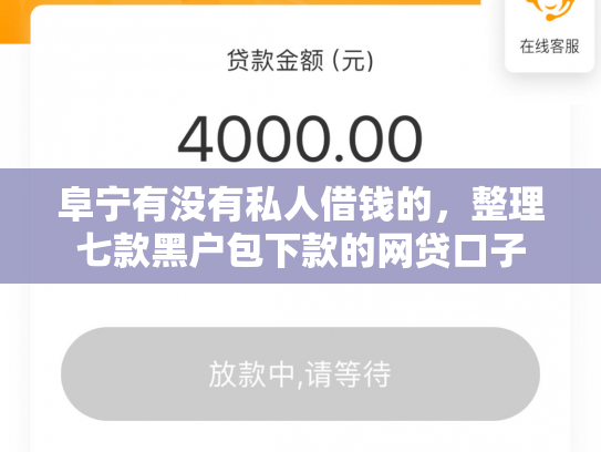 阜宁有没有私人借钱的，整理七款黑户包下款的网贷口子