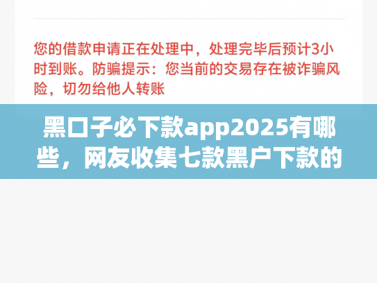 黑口子必下款app2025有哪些，网友收集七款黑户下款的网贷名称