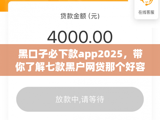 黑口子必下款app2025，带你了解七款黑户网贷那个好容易下款