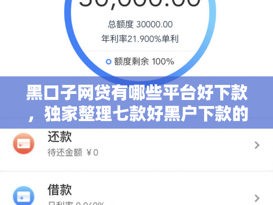 黑口子网贷有哪些平台好下款，独家整理七款好黑户下款的网贷