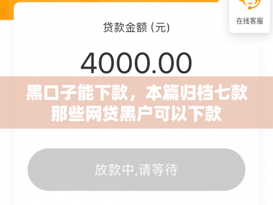 黑口子能下款，本篇归档七款那些网贷黑户可以下款