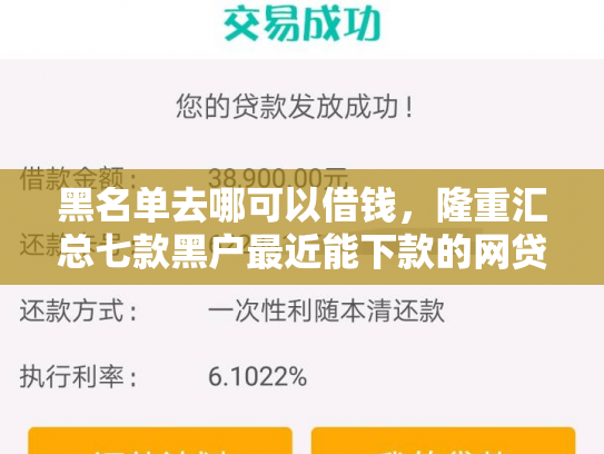 黑名单去哪可以借钱，隆重汇总七款黑户最近能下款的网贷