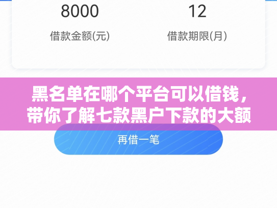 黑名单在哪个平台可以借钱，带你了解七款黑户下款的大额网贷