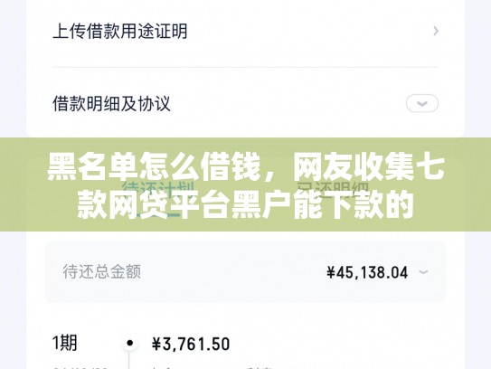 黑名单怎么借钱，网友收集七款网贷平台黑户能下款的