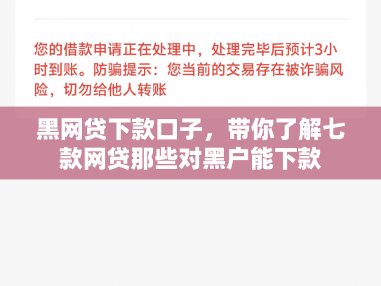黑网贷下款口子，带你了解七款网贷那些对黑户能下款