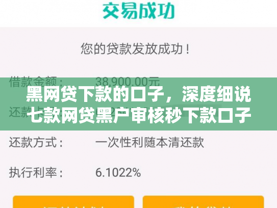 黑网贷下款的口子，深度细说七款网贷黑户审核秒下款口子