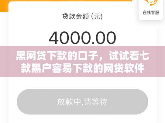 黑网贷下款的口子，试试看七款黑户容易下款的网贷软件