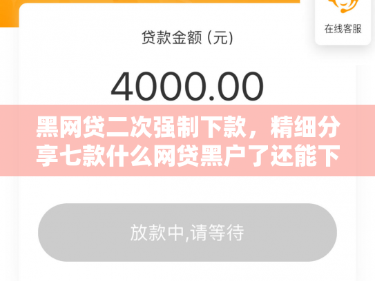 黑网贷二次强制下款，精细分享七款什么网贷黑户了还能下款