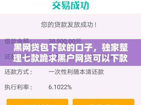 黑网贷包下款的口子，独家整理七款跪求黑户网贷可以下款