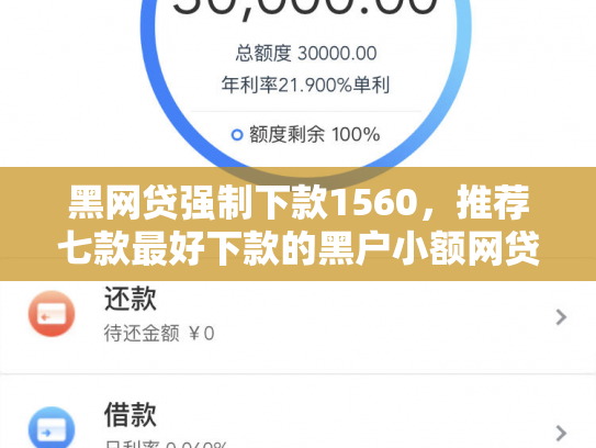 黑网贷强制下款1560，推荐七款最好下款的黑户小额网贷