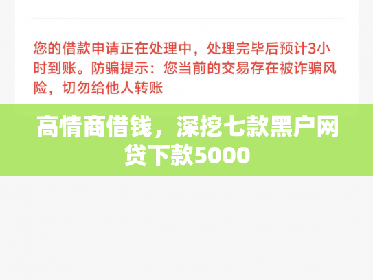 高情商借钱，深挖七款黑户网贷下款5000