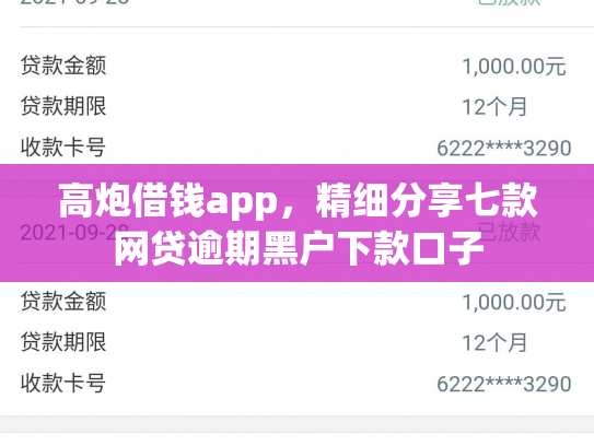 高炮借钱app，精细分享七款网贷逾期黑户下款口子