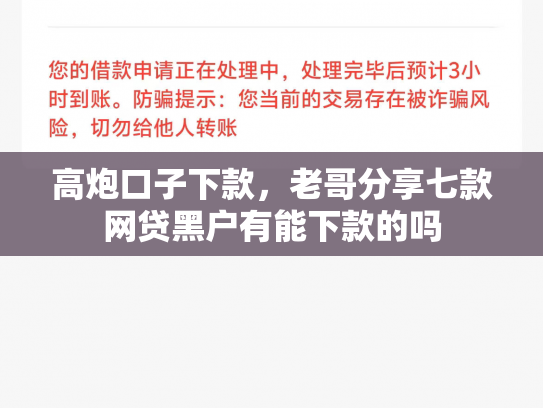 高炮口子下款，老哥分享七款网贷黑户有能下款的吗