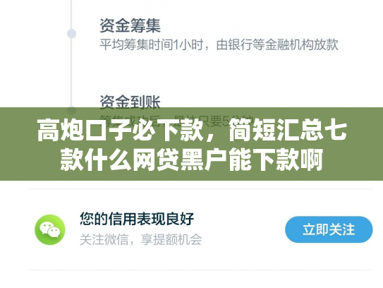 高炮口子必下款，简短汇总七款什么网贷黑户能下款啊