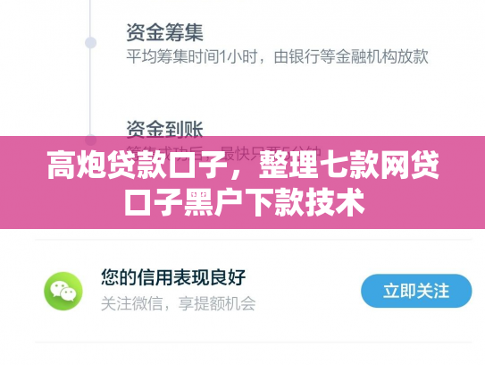 高炮贷款口子，整理七款网贷口子黑户下款技术