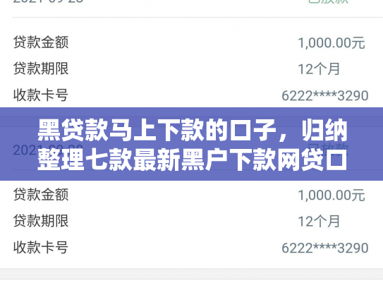 黑贷款马上下款的口子，归纳整理七款最新黑户下款网贷口子