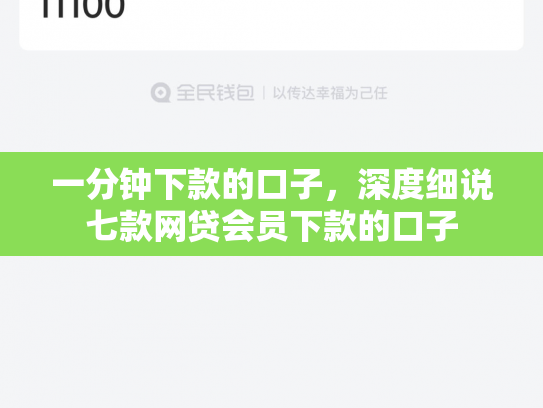 一分钟下款的口子，深度细说七款网贷会员下款的口子