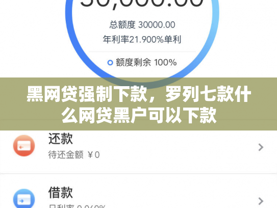 黑网贷强制下款，罗列七款什么网贷黑户可以下款