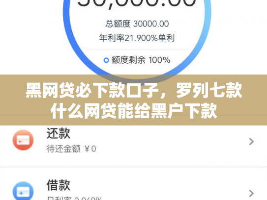 黑网贷必下款口子，罗列七款什么网贷能给黑户下款