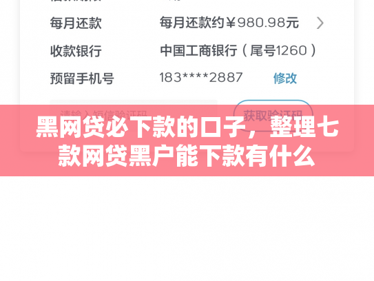 黑网贷必下款的口子，整理七款网贷黑户能下款有什么