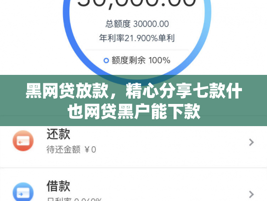 黑网贷放款，精心分享七款什也网贷黑户能下款