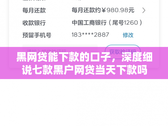 黑网贷能下款的口子，深度细说七款黑户网贷当天下款吗