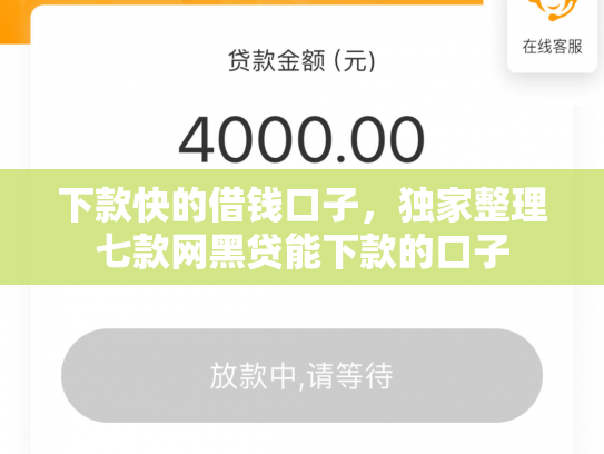 下款快的借钱口子，独家整理七款网黑贷能下款的口子