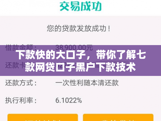 下款快的大口子，带你了解七款网贷口子黑户下款技术