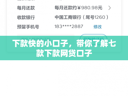 下款快的小口子，带你了解七款下款网贷口子