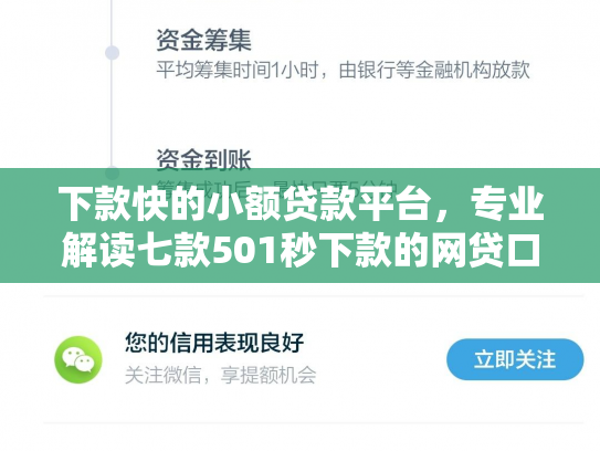 下款快的小额贷款平台，专业解读七款501秒下款的网贷口子
