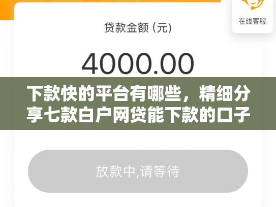 下款快的平台有哪些，精细分享七款白户网贷能下款的口子