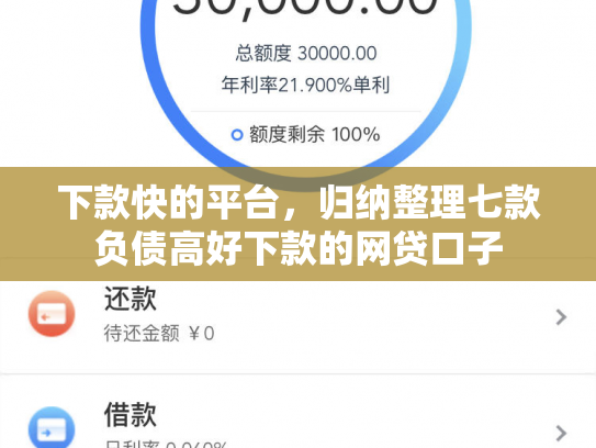 下款快的平台，归纳整理七款负债高好下款的网贷口子