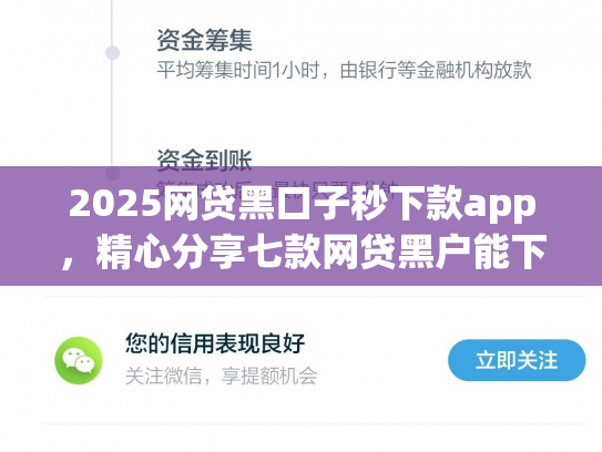 2025网贷黑口子秒下款app，精心分享七款网贷黑户能下款口子大额
