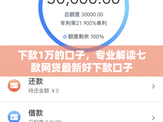 下款1万的口子，专业解读七款网贷最新好下款口子